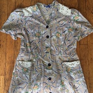Vintage 1940s Floral Day Dress M